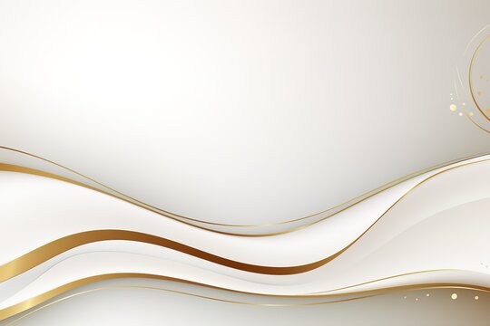Abstract background with white and gold wavy lines.