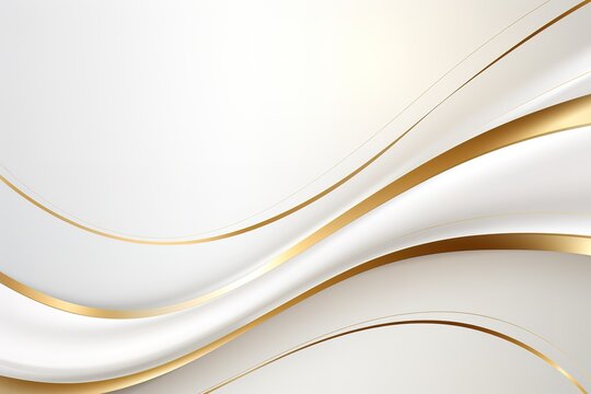 Abstract background with white and gold wavy lines.