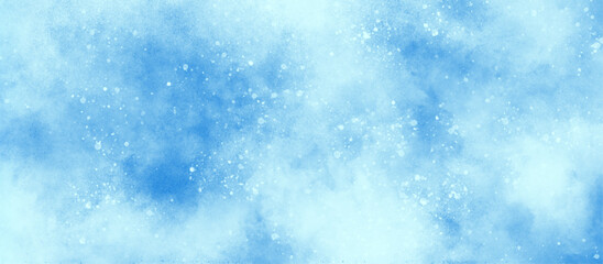 Wall Mural - light blue bokeh background for design, beautiful blue watercolor background with glitter particles,