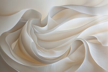 Fototapete - Soft, gentle curves that soothe the eye, Close-up view of a white and gold fabric, highlighting its rich texture and shimmering details, AI generated