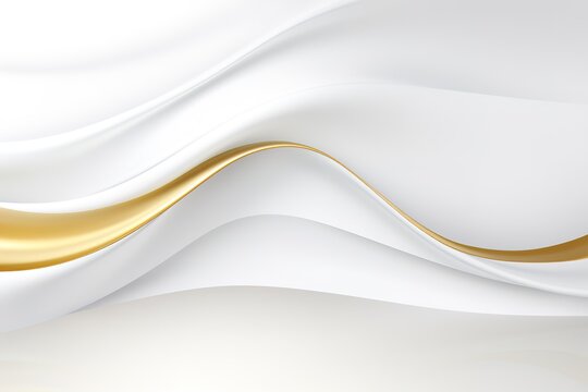 Abstract background with white and gold wavy lines.