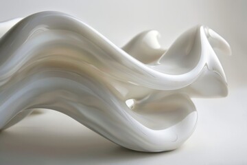 Fototapete - Close-up view of a white marble sculpture, highlighting its fine details and polished surface, Soft, gentle curves that soothe the eye, AI generated