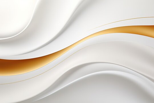 Abstract background with white and gold wavy lines.