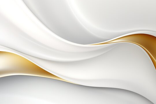 Abstract background with white and gold wavy lines.