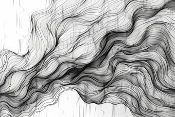 Fototapete - Abstract artwork depicting a swirling pattern in black and white, highlighting the elegance of simplicity and contrast, Organically flowing lines that create movement, AI generated