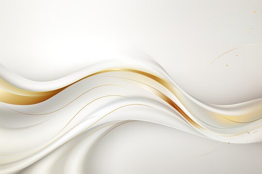 Abstract background with white and golden wavy lines.