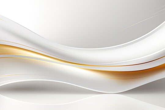 Abstract background with white waves and gold accents.