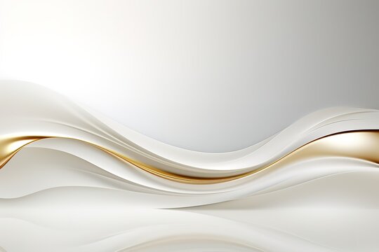 Abstract background with white waves and gold accents.