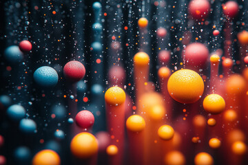 Poster - Organic splashes of color set against a backdrop of precise, minimalist geometric patterns,