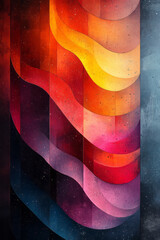 Poster - An abstract design with freeform splashes of color that gently blend into curved lines and simple patterns,