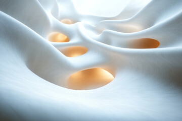 Poster - Abstract, swirling shapes that move organically through a series of minimalist, geometric elements,