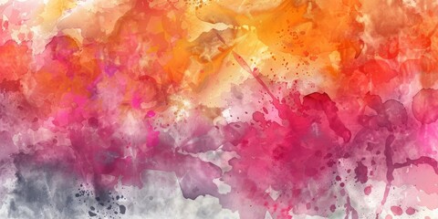 Wall Mural - experience vibrant watercolor splashes in a beautiful array of pink, orange, and gray for your artis