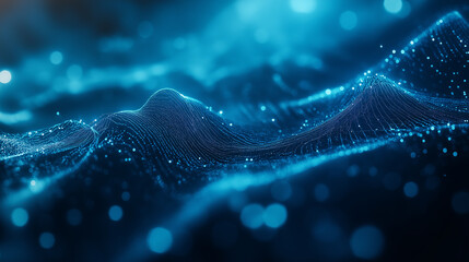 Poster - Blue Tech Abstract Background Showcasing Dynamic Network System and Quantum Computing with Neural Connections