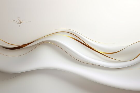Abstract background with white waves and golden lines.