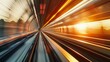 © Otseira - High-speed train background with sunset, fast moving lines in motion
