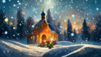 Wall Mural - christmas tree in the snow