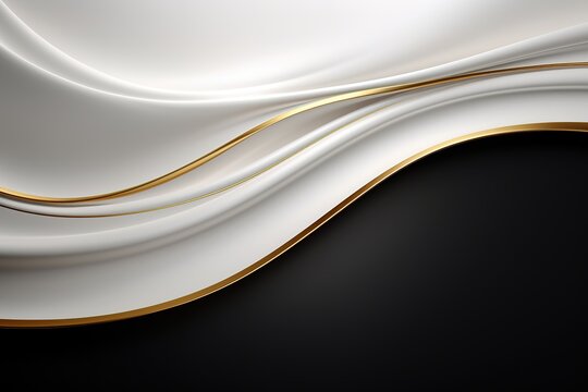 Abstract background with white wavy lines and gold accents.