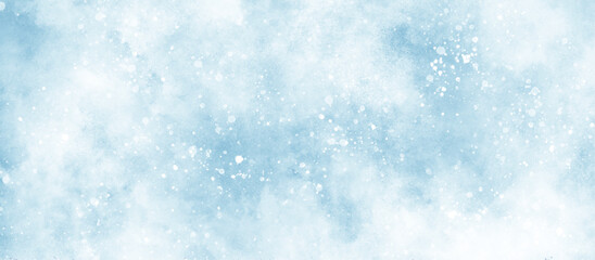 Wall Mural - light blue bokeh background for design, beautiful blue watercolor background with glitter particles,
