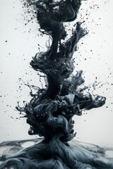 Poster - A crisp white background with a black ink splash, creating an elegant and dynamic visual contrast,