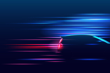 Poster - high speed movement design. sport car on high speed running concept.fast silhouette. abstract techno