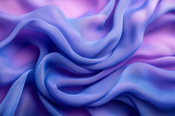 Poster - Flowing fabric in rich blue and violet tones, gently twisting and turning to form a mesmerizing abstract pattern,