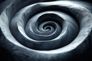 Poster - A deep black background with a white spiral, creating a sense of movement and contrast,