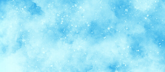 Wall Mural - light blue bokeh background for design, beautiful blue watercolor background with glitter particles,