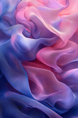 Poster - A serene composition of abstract fluid shapes in light blue and pink, blending seamlessly into each other,