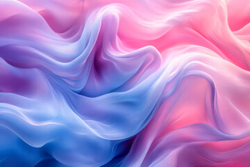 Poster - A soothing blend of light blue and pink fluid shapes, creating an abstract, serene pattern,