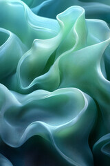 Poster - A flowing blend of green and blue fluid shapes, creating an abstract, gently shifting gradient pattern,