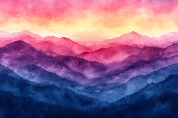 Poster - A background that mimics the look of layered watercolor washes, with deep, saturated colors blending softly together,