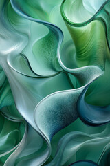 Fototapete - A flowing blend of green and blue fluid shapes, creating an abstract, gently shifting gradient pattern,