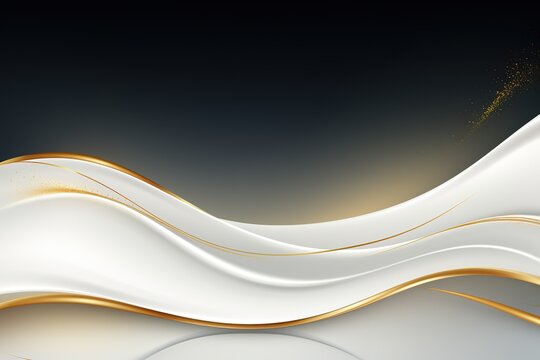 Abstract gold and white wavy background.