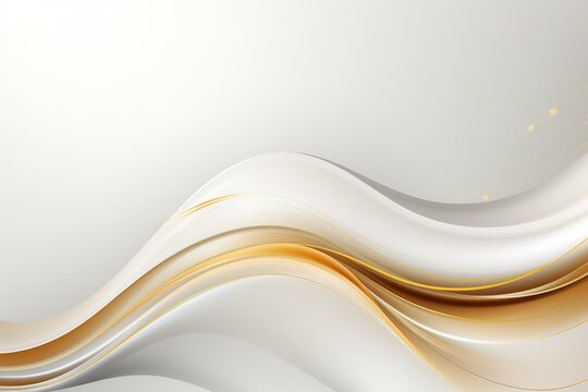 Abstract golden and white waves with copy space.