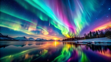 Wall Mural - Celestial Tapestry: An Abstract Aurora Borealis  AI generated
