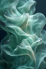 Leinwandbilder - Delicate, fluid motions in a green and blue gradient, creating an abstract and harmonious visual experience,