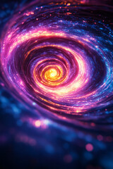 Leinwandbilder - A swirling vortex of neon cyan and magenta rings, creating a dynamic, abstract pattern that seems to spiral infinitely,