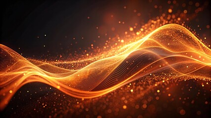 Wall Mural - Abstract Orange Wave with Glowing Particles on a Dark Background: A Futuristic Technology Style  AI generated