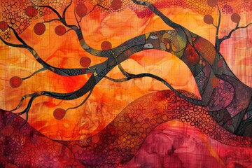 Poster - A striking artwork of a spiral motif, embellished with vivid swirls of color, offering a sense of movement and vibrancy, Delicate patterns that dance across the canvas, AI generated