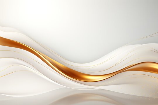 Abstract white and gold background with a wavy design.