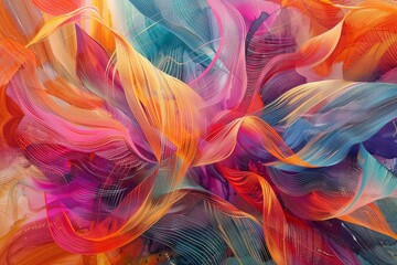 Poster - An artistic depiction of a spiral design filled with an array of colorful swirls, showcasing a lively and engaging composition, Delicate patterns that dance across the canvas, AI generated