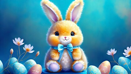 Wall Mural - easter bunny with eggs