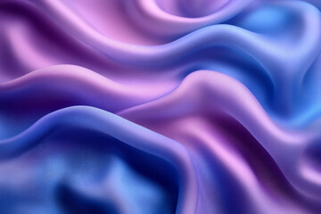 Poster - A soft, abstract representation of fabric gently cascading in shades of blue and purple, with light reflecting off its surface,