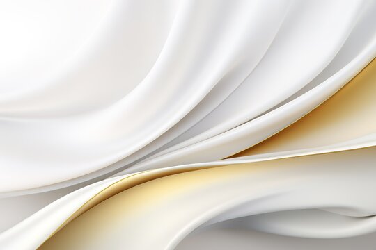 Abstract white and gold background with curved lines.