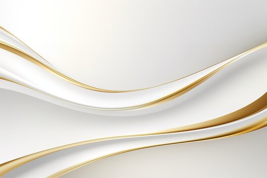 Abstract white and gold background with curved lines.