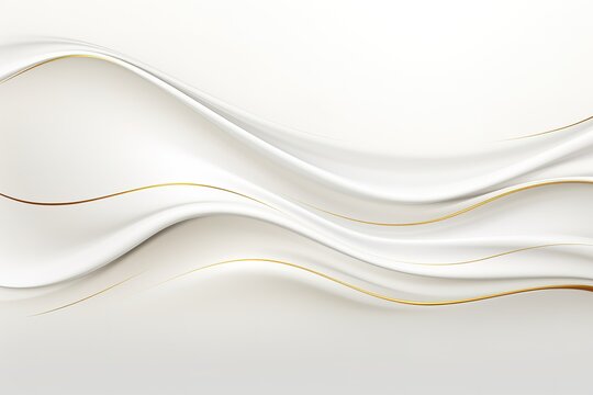 Abstract white and gold background with flowing lines.