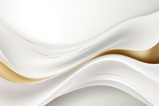 Abstract white and gold background with flowing lines.