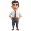 © AsikurRahman - Happy smiling cartoon character business office isolated on transparent background