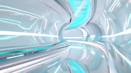 Sleek and Futuristic Aqua and Gray Digital Background with Smooth Curves and Flowing Lines