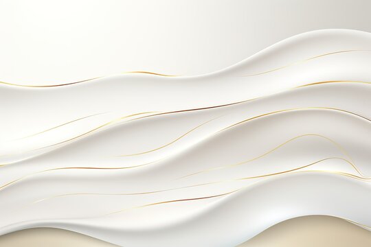 Abstract white and gold background with flowing lines.